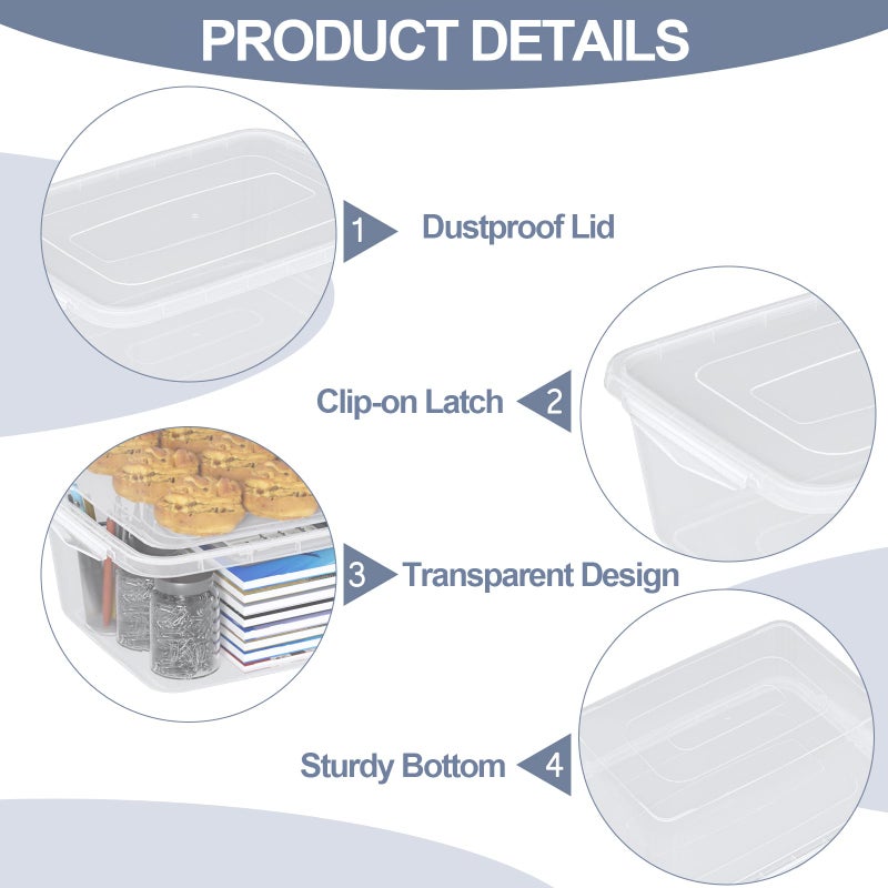 Ramddy 4 Packs 14 Quart Clear Latching Box, Plastic Storage Bin with Lid - Image 2